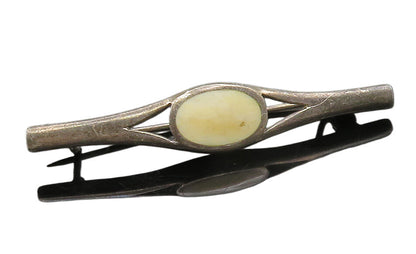 925 Sterling Silver  Vintage Inlaid Jasper Split Dark Tone Brooch Pin  BP5743