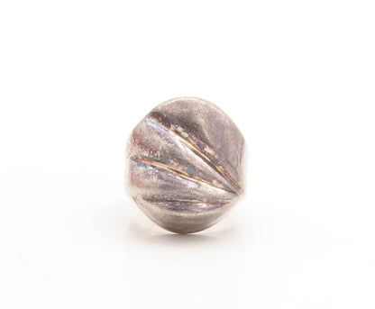 925 Sterling Silver Vintage Ring Dark Tone Puffed Grooved Design  Sz 7  RG31397
