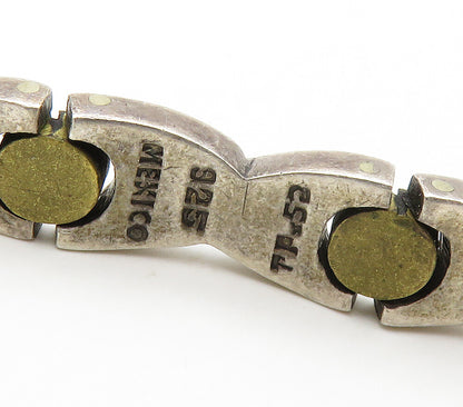 MEXICO 925 Sterling Silver  Vintage 2 Tone Screw Hinge Chain Bracelet  BT6294