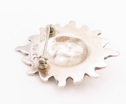 925 Sterling Silver Vintage Brooch Smiling Etched Sun  BP11740