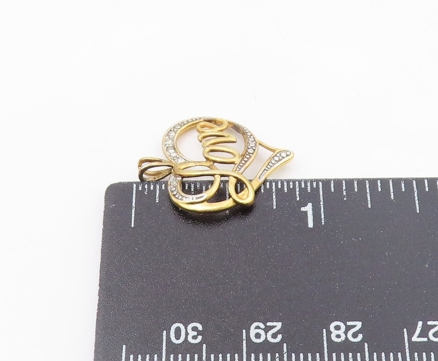 925 Sterling Silver  Vintage Genuine Diamond Love Heart Pendant  PT18201