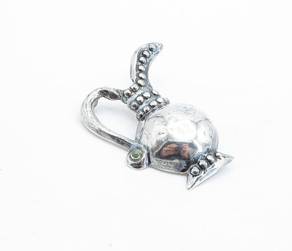 MEXICO 925 Sterling Silver Vintage Hollow Water Pitcher Brooch Pin BP1824