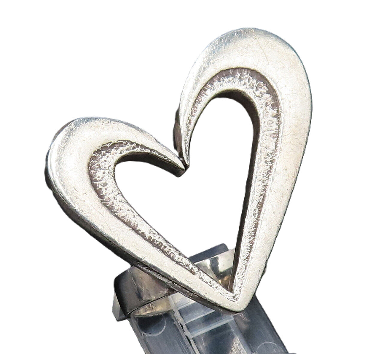 925 Sterling Silver  Vintage Open Floating Love Heart Ring Sz 5.5  RG25363