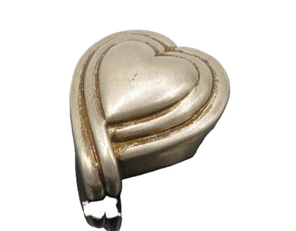 925 Sterling Silver  Vintage Dark Tone Love Heart Dome Slide Pendant  PT9759