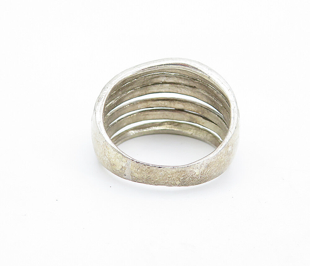 925 Sterling Silver  Vintage Shiny Ribbed Dome Design Band Ring Sz 9  RG5865
