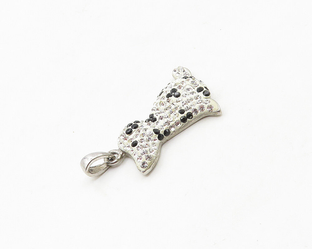 925 Sterling Silver  Vintage Cubic Zirconia Spotted Dog Pendant  PT13783