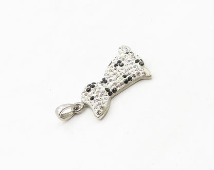 925 Sterling Silver  Vintage Cubic Zirconia Spotted Dog Pendant  PT13783