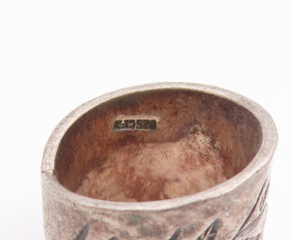 925 Sterling Silver Vintage Ring Floral Etched Hammered Band  Sz 6.5  RG36107