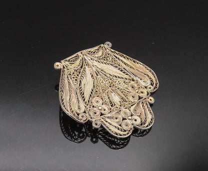 PERU 925 Silver  Vintage Antique Floral Beaded Filigree Brooch Pin  BP9668