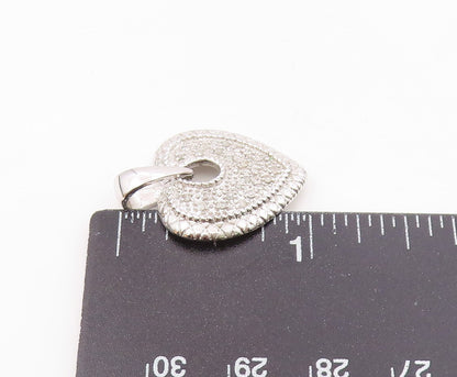 925 Sterling Silver   Shiny Genuine Diamonds Love Heart Drop Pendant  PT15007