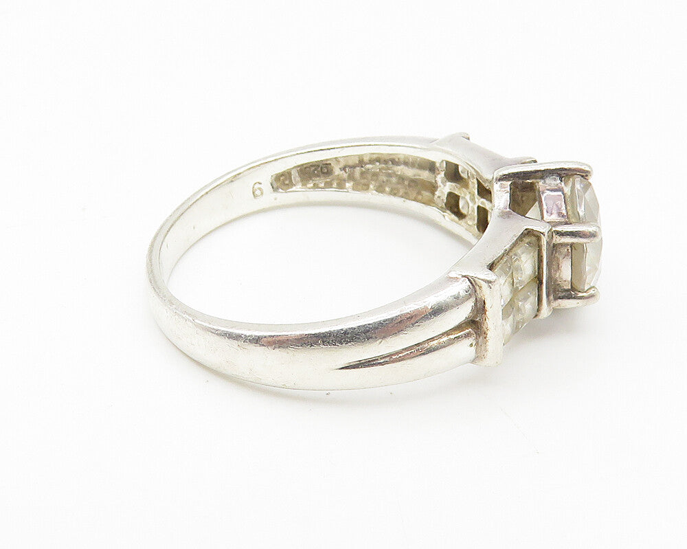 ROSS SIMON 925 Silver  Vintage Prong Set Cubic Zirconia Band Ring Sz 9 RG10783