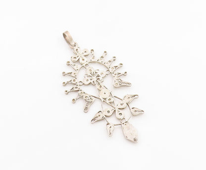 925 Sterling Silver Vintage Pendant Celestial Sunburst Filigree Design  PT25478