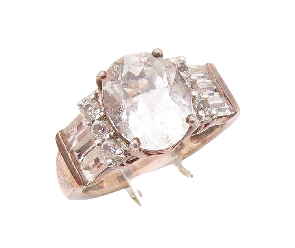 925 Sterling Silver Vintage Ring Multi Shape Cut Topaz  Sz 6  RG28866