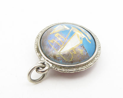 925 Sterling Silver  Vintage Ocean City New Jersey Sail Boat Pendant  PT9362