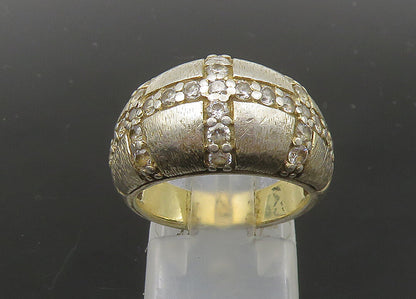 925 Sterling Silver  Vintage Cubic Zirconia Crosses Band Ring Sz 6  RG22736