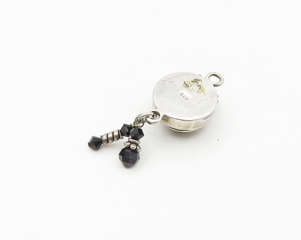925 Sterling Silver Vintage Faceted Black Hematite Necklace Clasp  TR2593