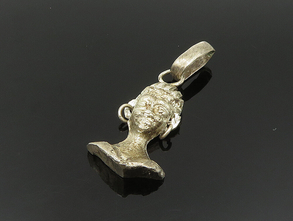925 Sterling Silver  Vintage Dark Tone Goddess Motif Head Pendant  PT20009