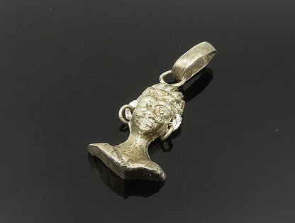925 Sterling Silver  Vintage Dark Tone Goddess Motif Head Pendant  PT20009