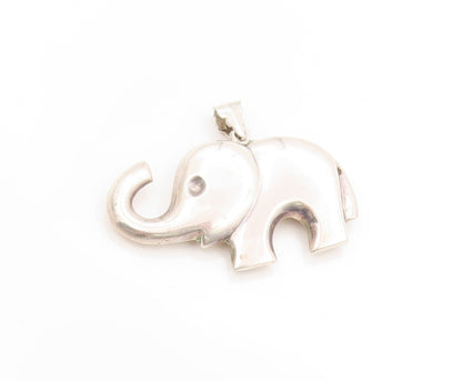 925 Sterling Silver Vintage Pendant Solid Good Luck Baby Elephant Charm  PT25091