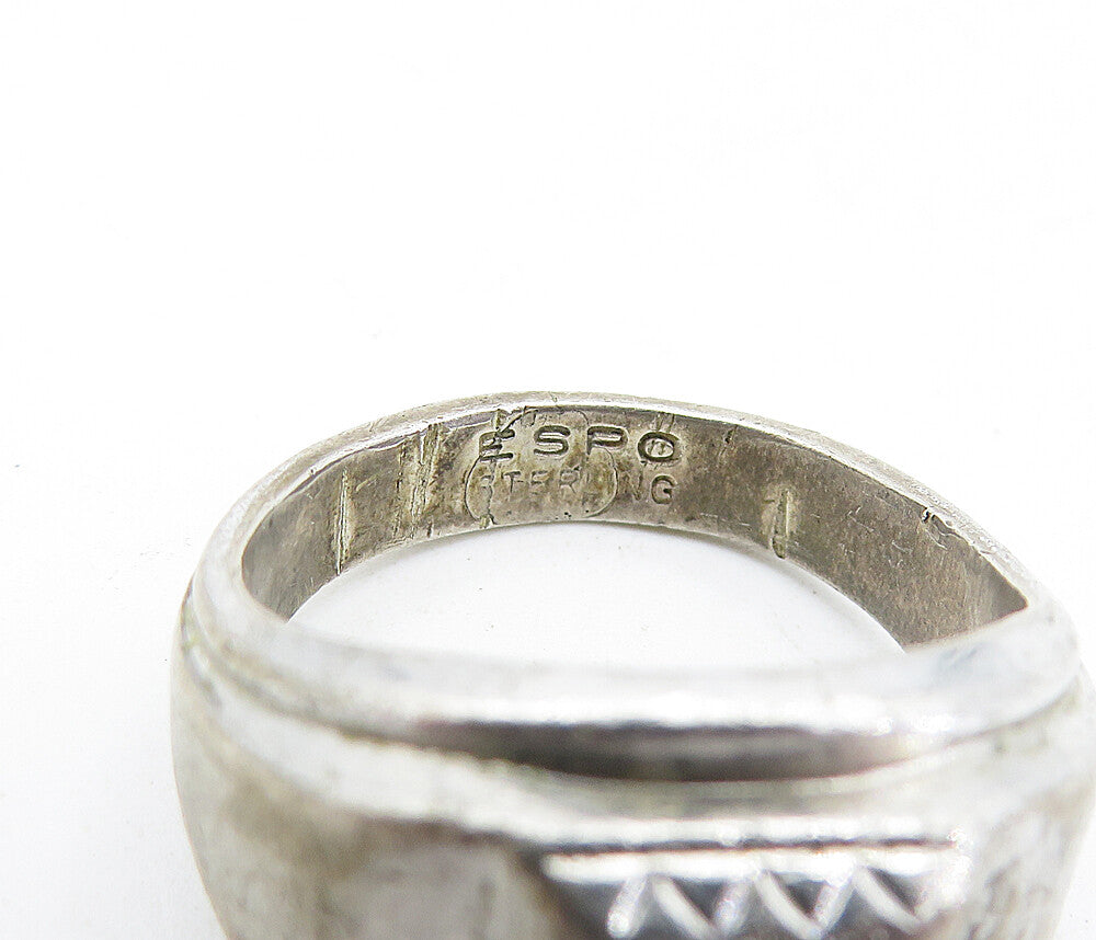 ESPO 925 Sterling Silver  Vintage Round Cut Topaz Band Ring Sz 8.5  RG5968