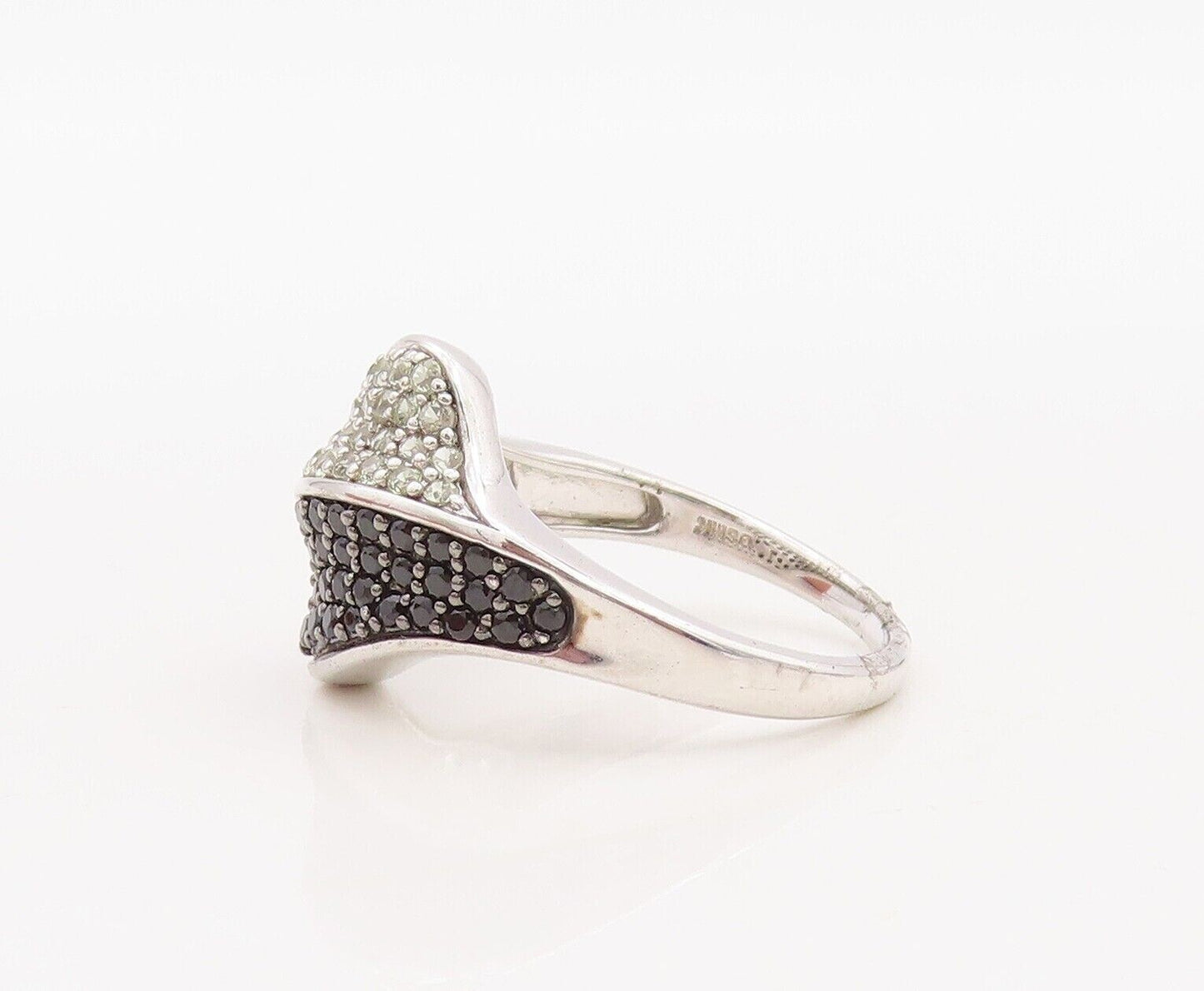 925 Sterling Silver Vintage Ring Designer White Sapphire & Spinel  Sz 7  RG30040