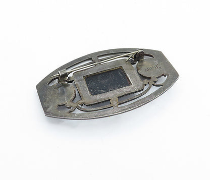 925 Sterling Silver  Vintage Black Hematite Oxidized Twist Brooch Pin  BP2593