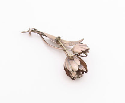 DAMASO GALLEGOS MEXICO 925 Silver  Vintage Blooming Flowers Brooch Pin  BP8256