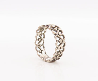 925 Sterling Silver Vintage Ring Cutout Up & Down Heart Wave  Sz 8.5  RG28803