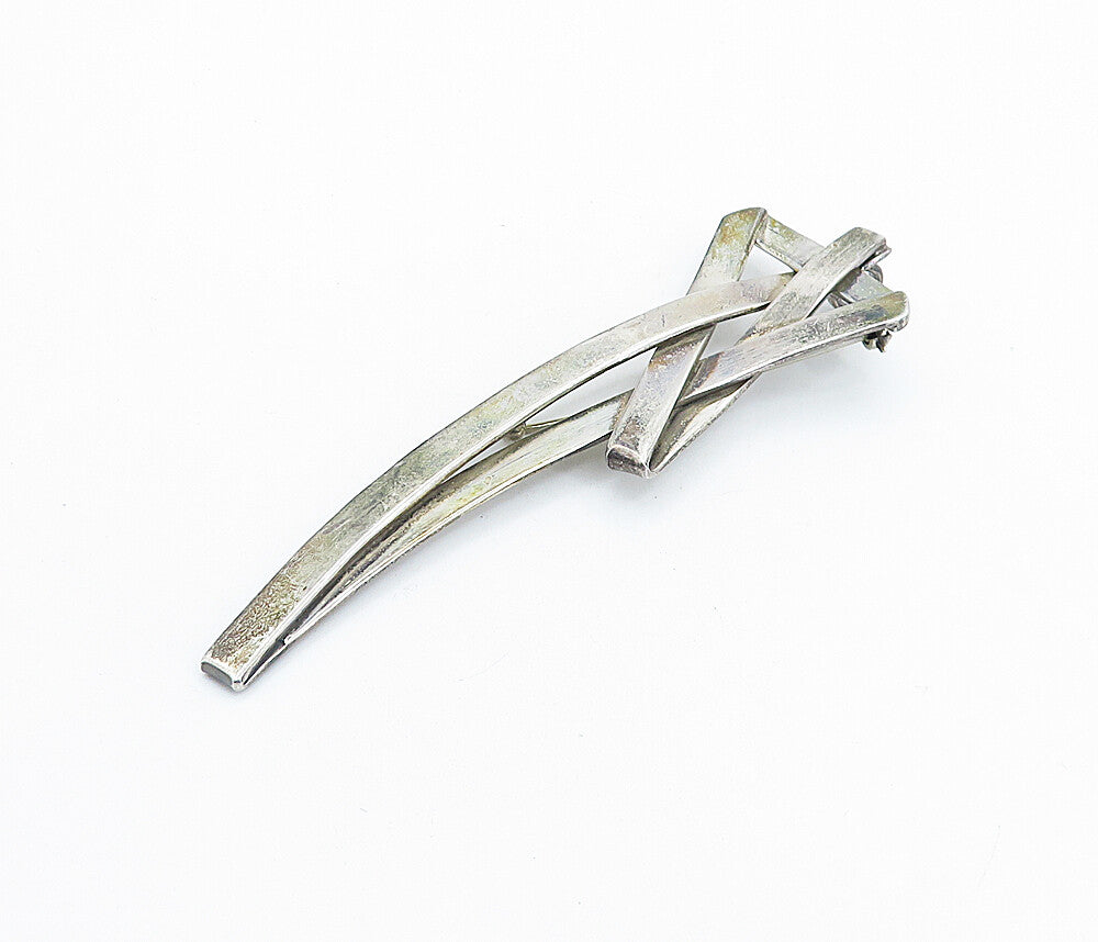 MEXICO 925 Sterling Silver  Vintage Shiny Modernist Design Brooch Pin  BP2400