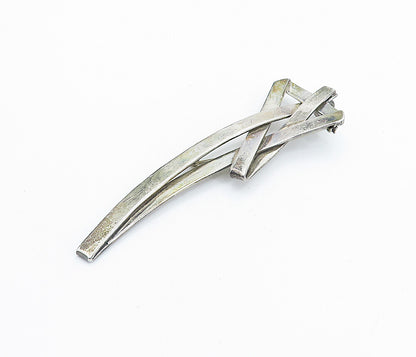 MEXICO 925 Sterling Silver  Vintage Shiny Modernist Design Brooch Pin  BP2400
