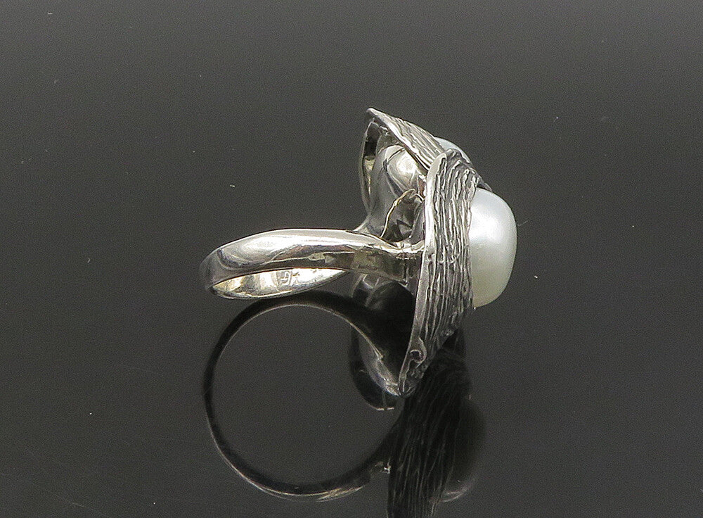 HAGIT GORALI ISRAEL 925 Silver  Vintage Pearls Cocktail Ring Sz 7.5  RG23657