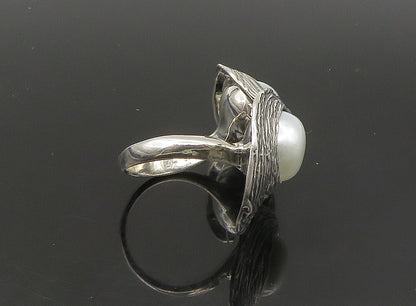 HAGIT GORALI ISRAEL 925 Silver  Vintage Pearls Cocktail Ring Sz 7.5  RG23657