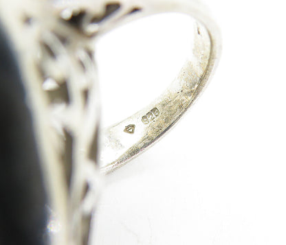 925 Sterling Silver  Vintage Rainbow Druzy Stone Cocktail Ring Sz 7  RG4268