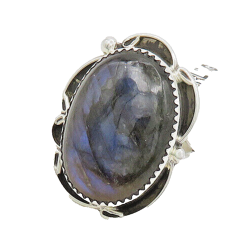 BERNADINE BEGAY TSOSIE NAVAJO 925 Silver  Labradorite Ring Sz 8.5  RG17853