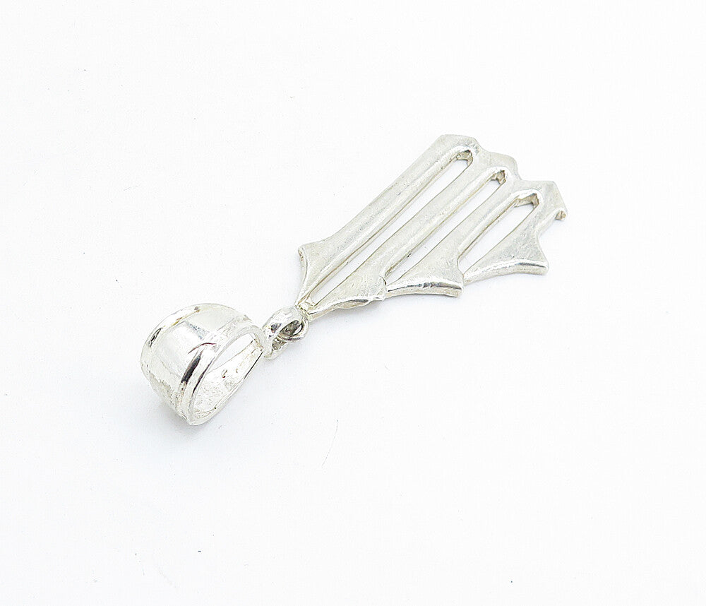 925 Sterling Silver  Vintage Shiny Graduated Design Drop Pendant  PT4361