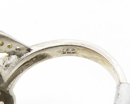 925 Sterling Silver  Cubic Zirconia 2 Tone Fruit Cocktail Ring Sz 6  RG13780