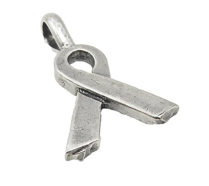 925 Sterling Silver  Vintage Petite Ribbon Motif Smooth Drop Pendant  PT9228