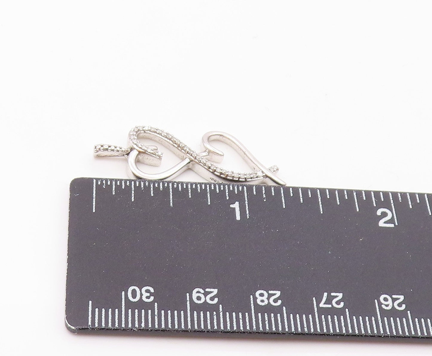925 Sterling Silver  Vintage Genuine Diamonds Infinity Heart Pendant  PT18619