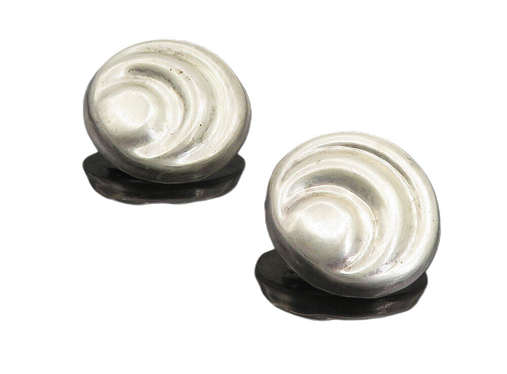 MEXICO 925 Sterling Silver  Vintage Non Pierce Button Drop Earrings  EG4475
