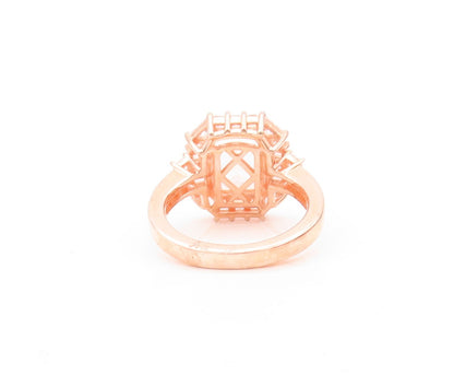 925 Sterling Silver Vintage Ring Rose Gold Plated Morganite & CZ  Sz 7  RG30481