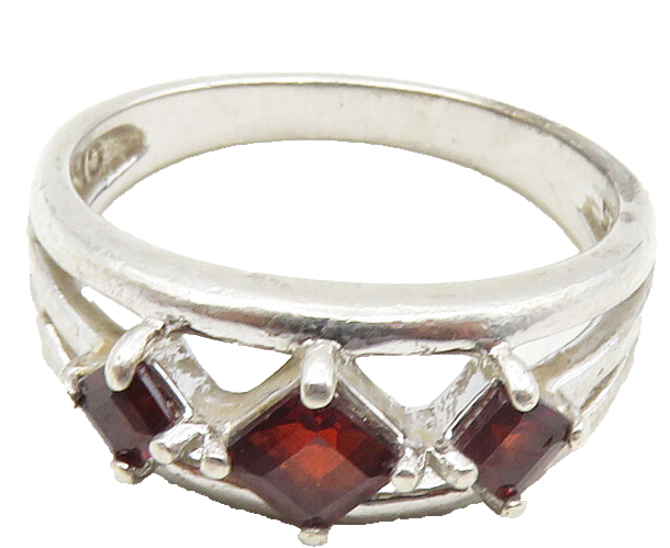 ROSS SIMON 925 Sterling Silver  Vintage Red Topaz Split Band Ring Sz 7 RG10005