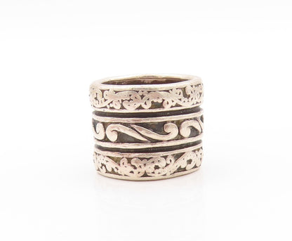 925 Sterling Silver Vintage Ring Large Swirly Design Carved  Sz 5  RG32700
