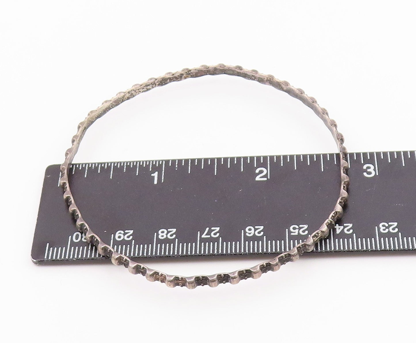 925 Sterling Silver  Vintage Antique Oxidized 2 Tone Bangle Bracelet  BT8668