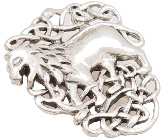 925 Sterling Silver Vintage Brooch Pin Royal Crest Carved Roaring Lion  BP10606