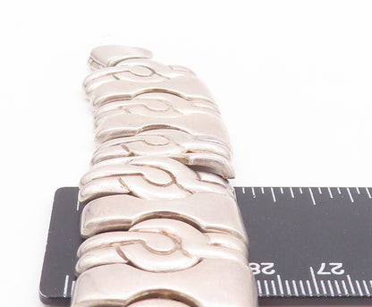 925 Sterling Silver Vintage Necklace Solid Carved Repeating Design  NE4302