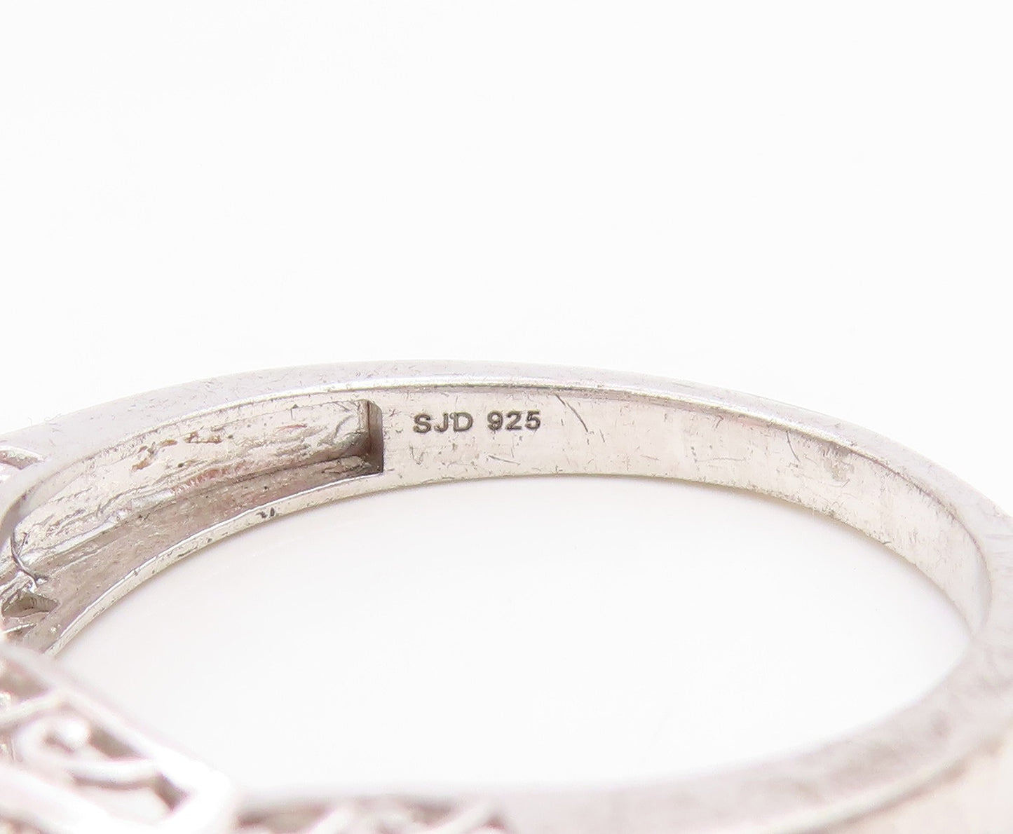 925 Sterling Silver Vintage Ring Two Tone CZ Intertwined Band  Sz 11  RG35952