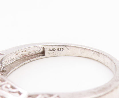 925 Sterling Silver Vintage Ring Two Tone CZ Intertwined Band  Sz 11  RG35952