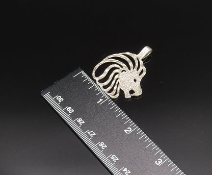 925 Sterling Silver  Vintage Openwork Textured Lion Head Pendant  PT21446