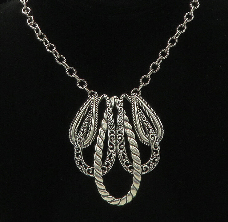 CAROLYN POLLACK 925 Silver  Vintage Shiny Swirl Twist Chain Necklace  NE3445