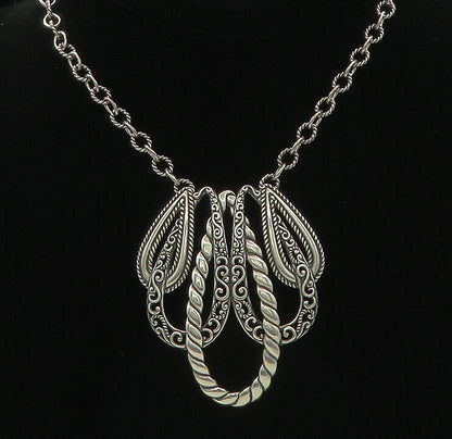 CAROLYN POLLACK 925 Silver  Vintage Shiny Swirl Twist Chain Necklace  NE3445
